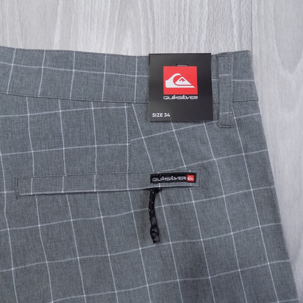 Quiksilver Hybrid Shorts Mens 34 Grey Grid Stretch NEW